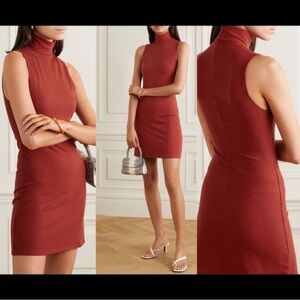 • REFORMATION Jeans • Women’s ribbed stretch-Tencel mini dress Burnt Orange